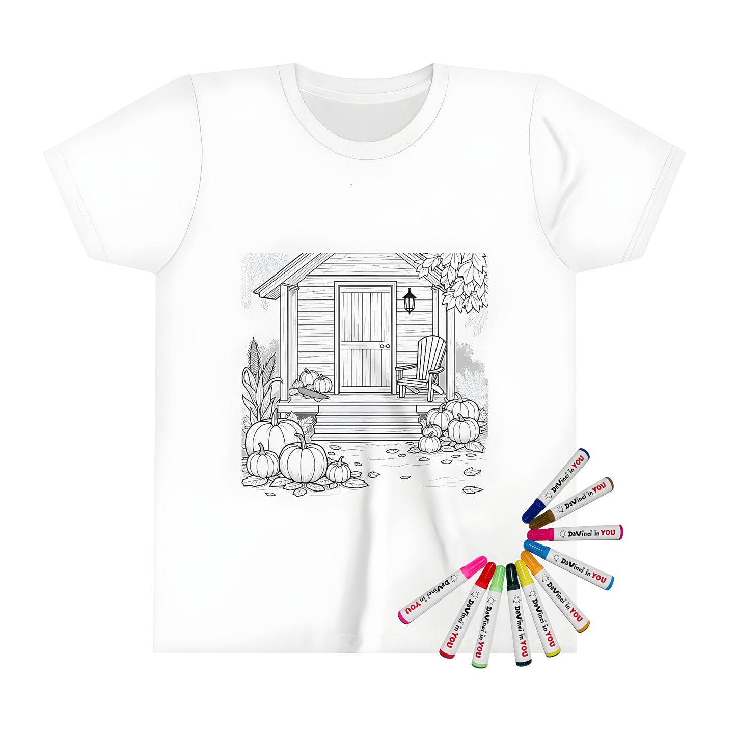 Cozy farmhouse t-shirt for kids, colorful country home design on cotton apparel