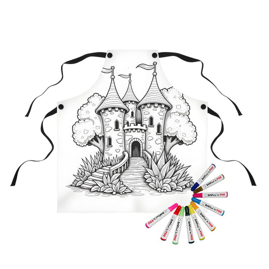 Apron with colorful fantasy castle design