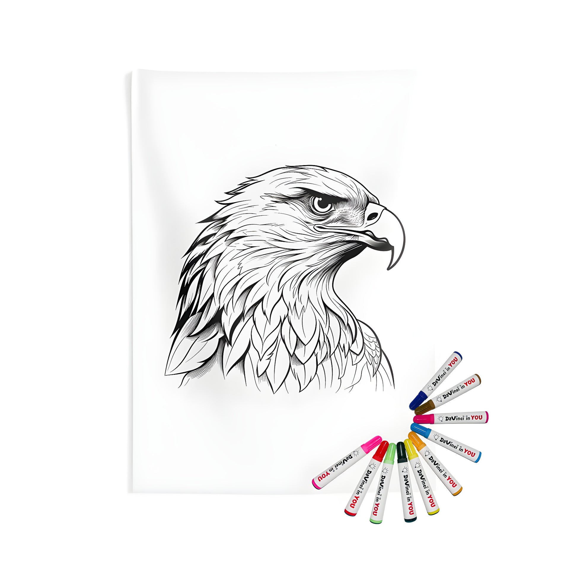 Indoor wall tapestries with colorful eagle illustration, detailed feathers, and sharp eyes. Perfect for home decor