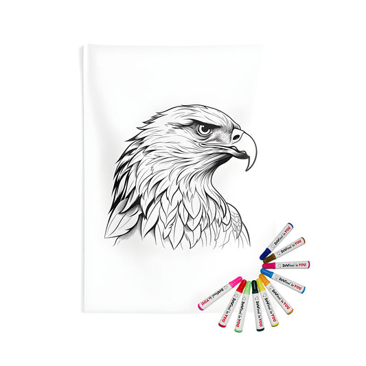 Indoor wall tapestries with colorful eagle illustration, detailed feathers, and sharp eyes. Perfect for home decor