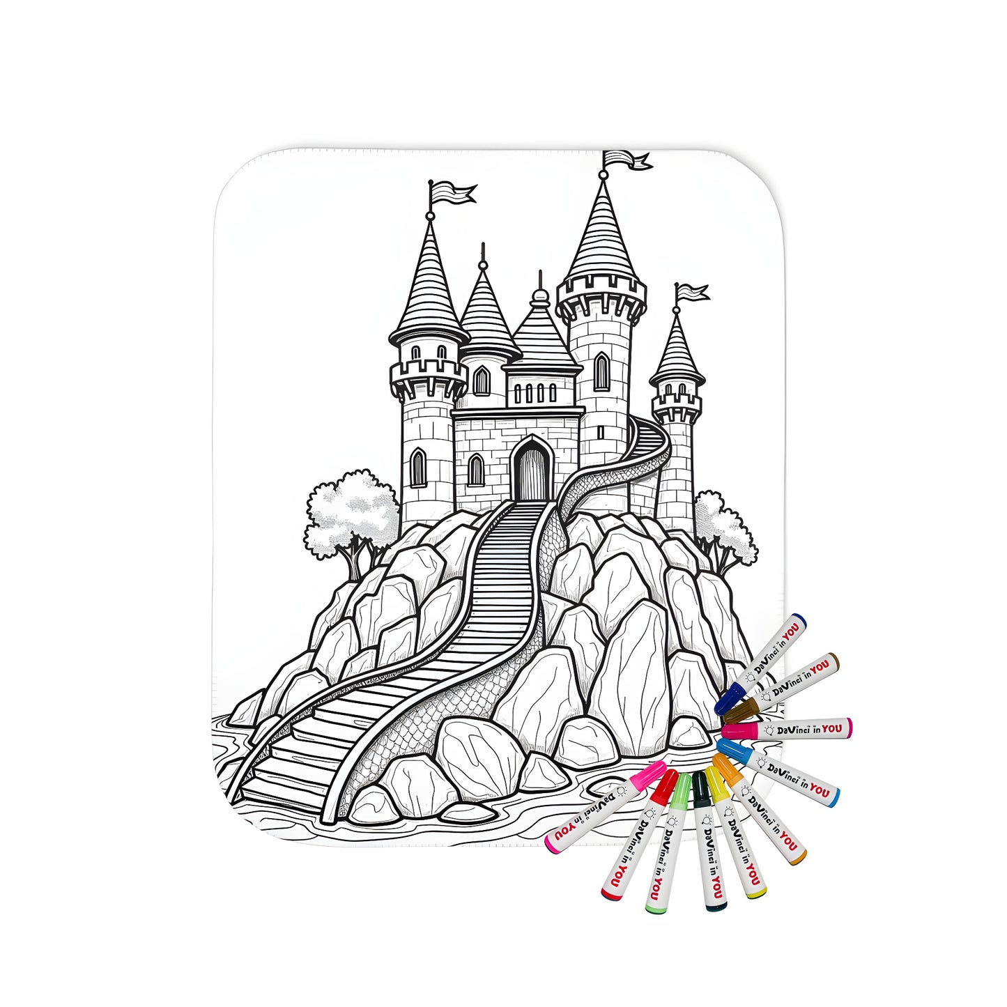 Blanket Coloring Kit with 10 Fabric Markers - Medieval Castle