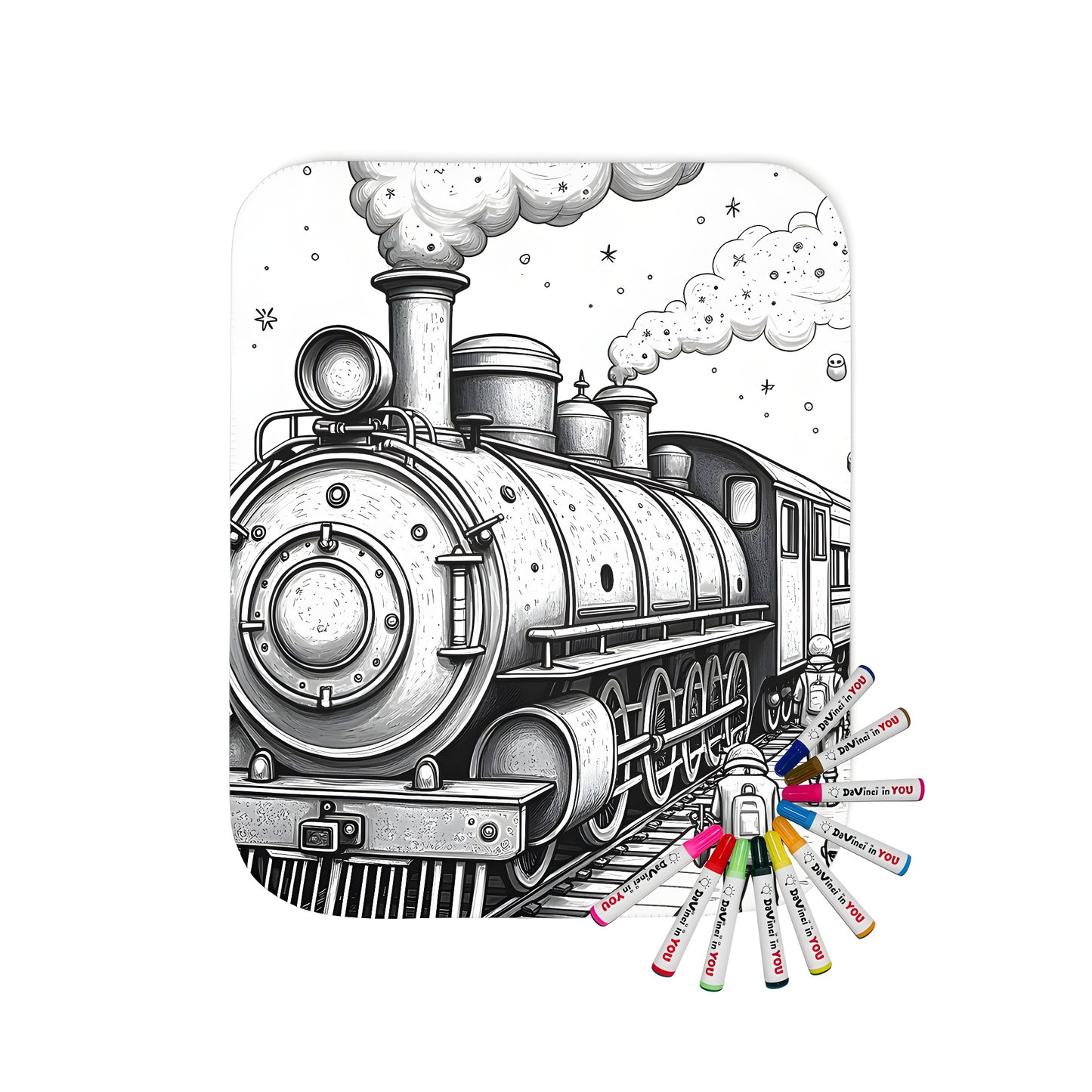 Vintage locomotive blanket for kids and adults featuring a festive snowy scene