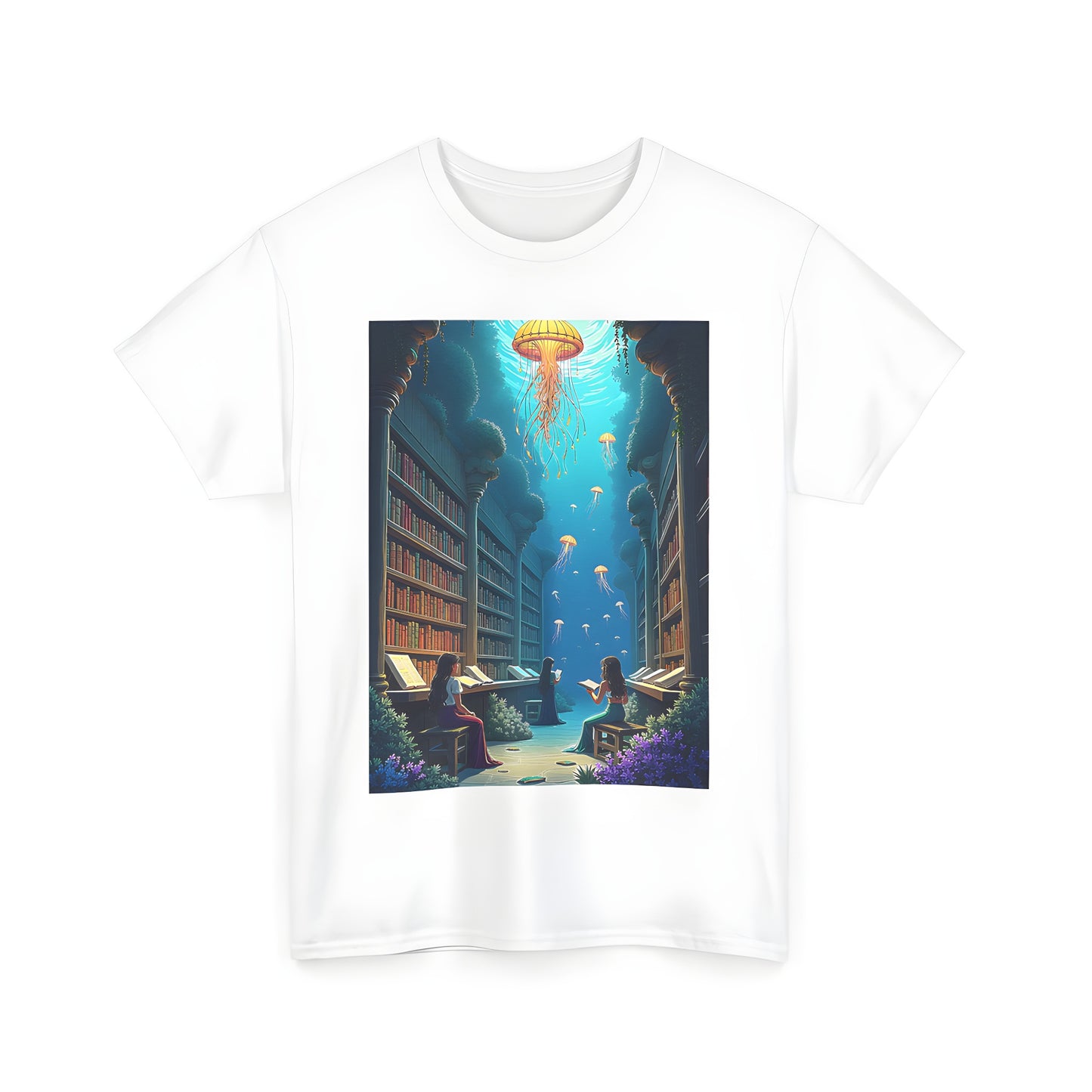 Underwater library graphic t-shirt for women and men