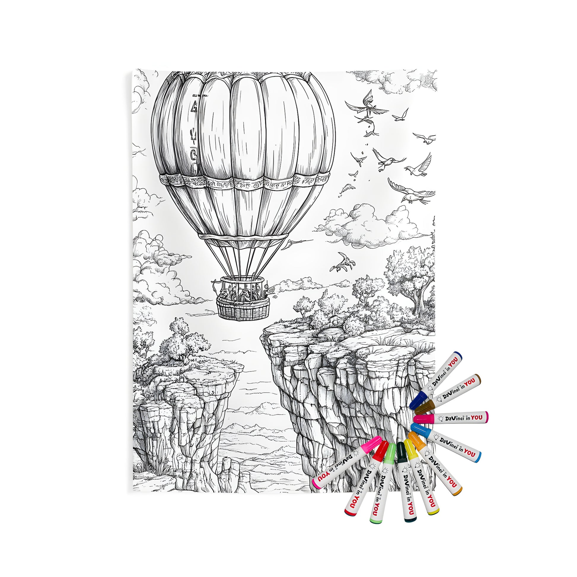 Hot Air Balloon Scene Indoor Wall Tapestry Design