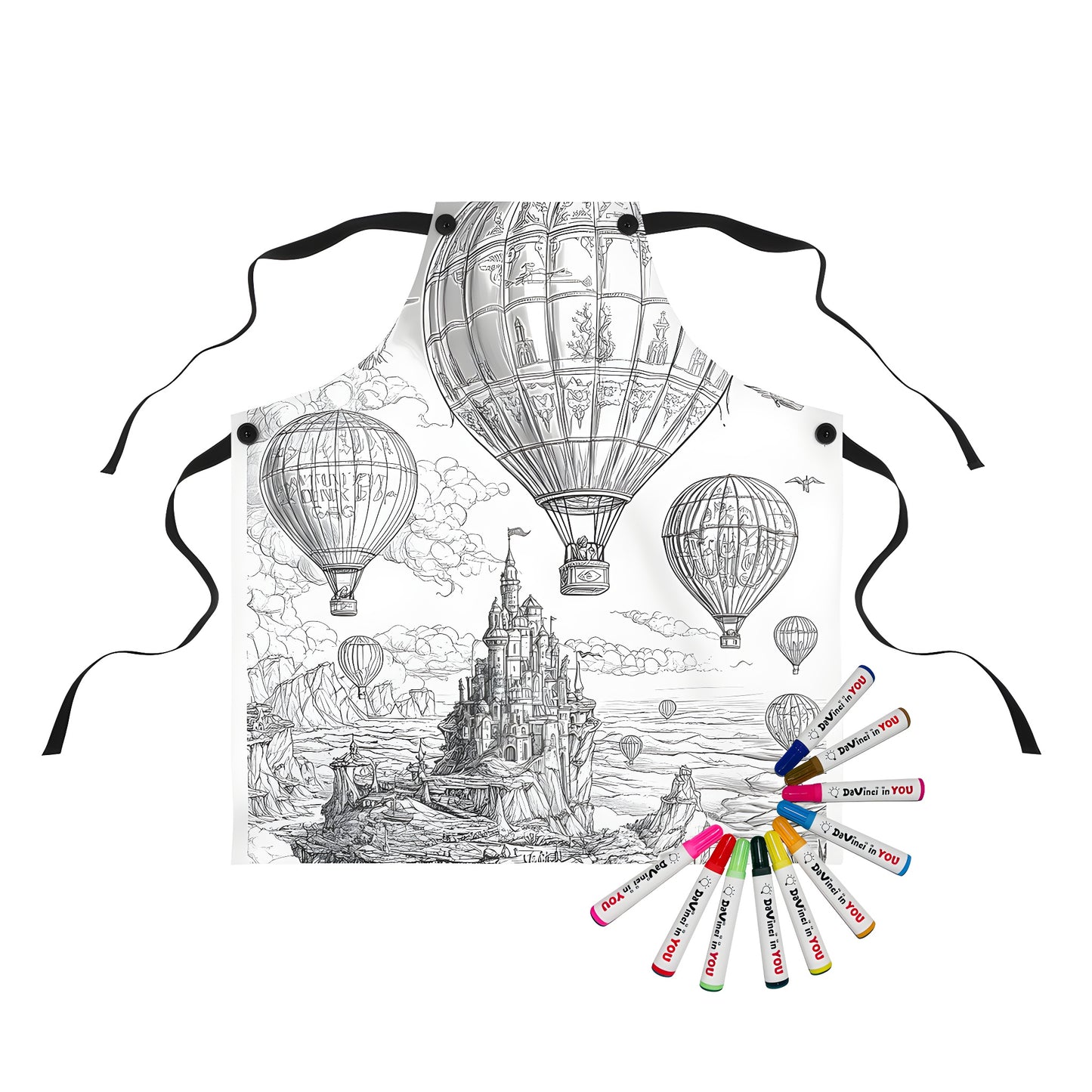 Apron with vibrant hot air balloon adventure design