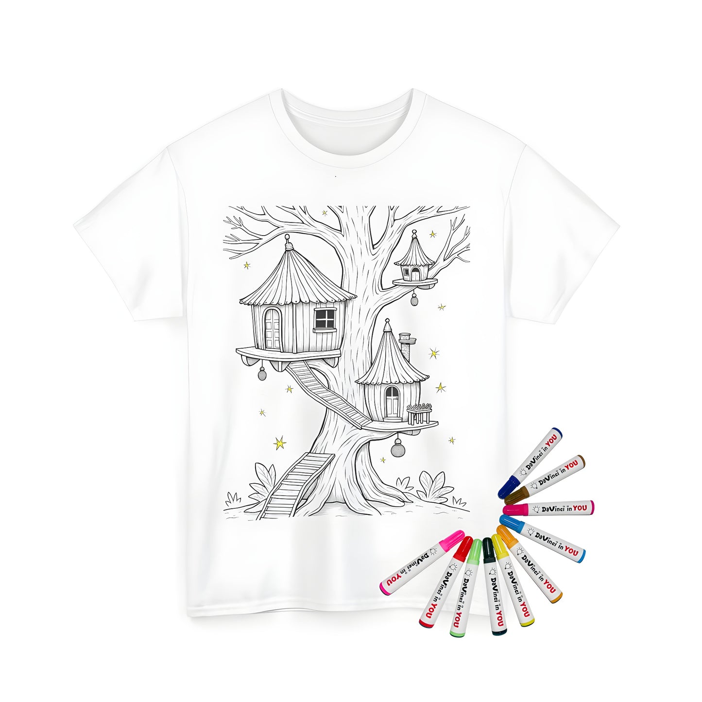 Detailed fantasy treehouse illustration t-shirt