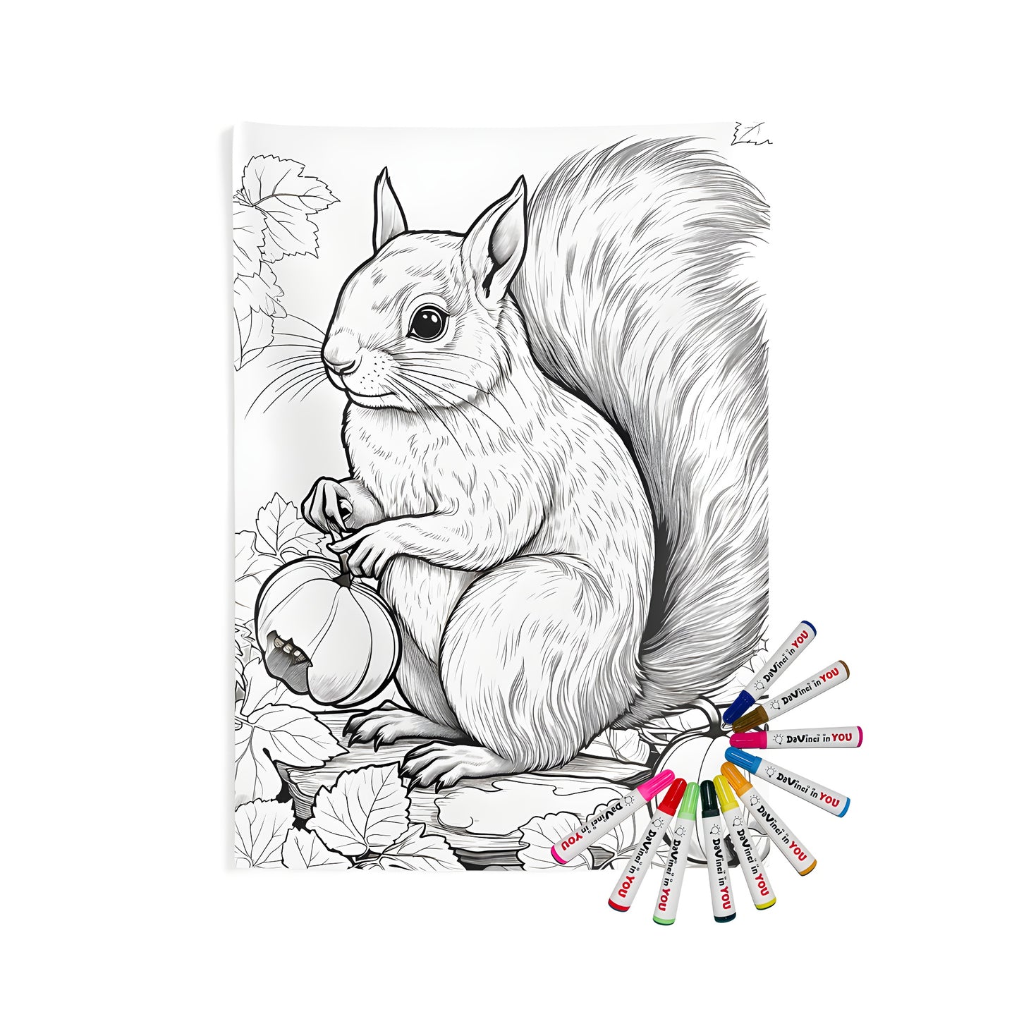Indoor wall tapestry featuring a squirrel themed artwork, perfect for home decor