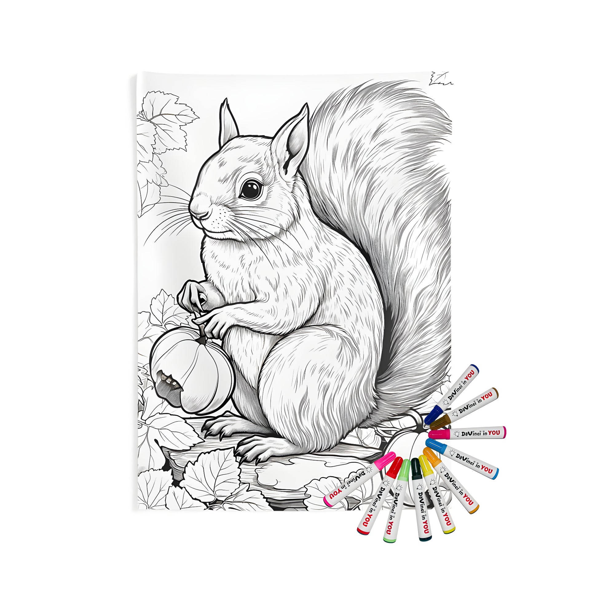 Indoor wall tapestry featuring a squirrel themed artwork, perfect for home decor
