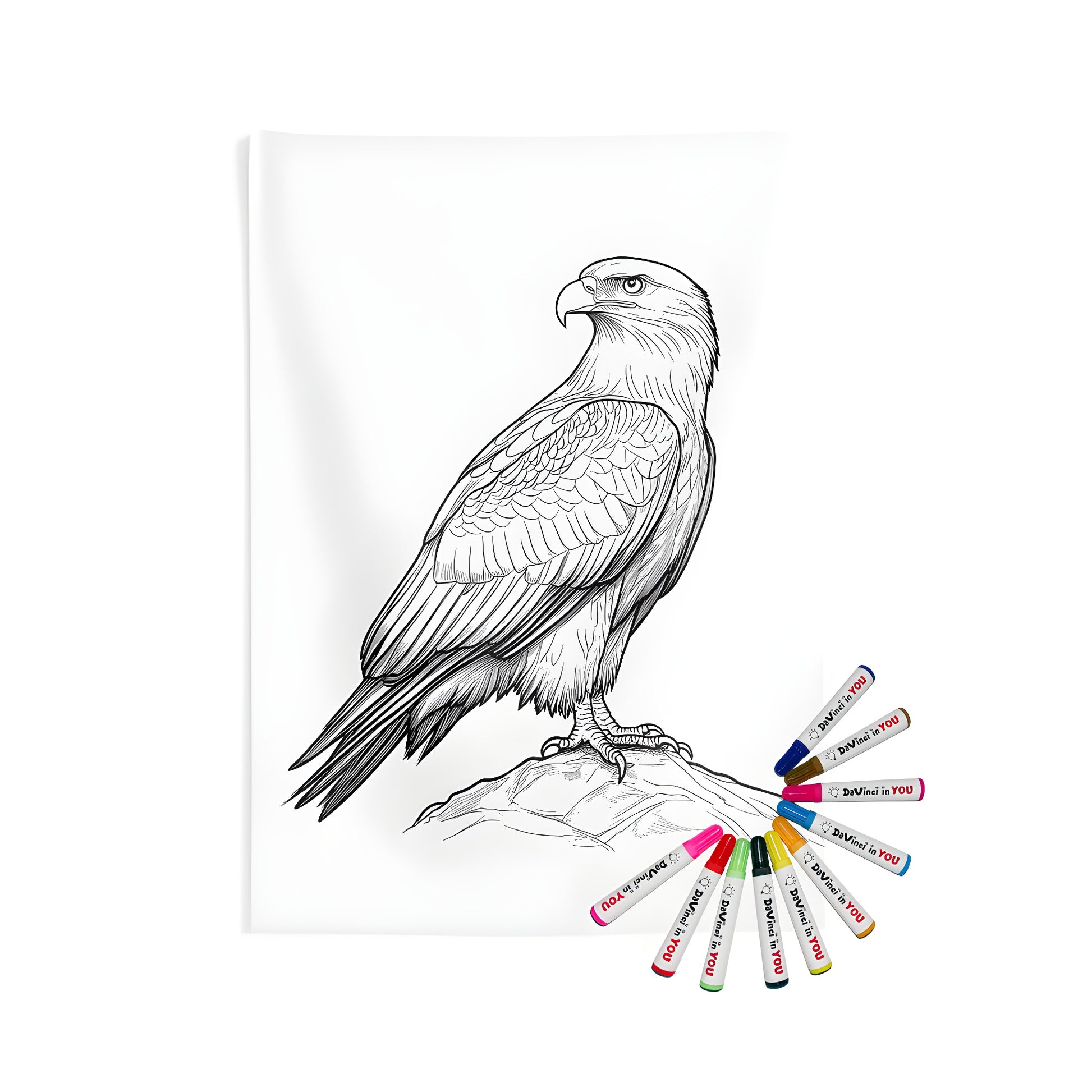 Indoor wall tapestry featuring a colorful eagle design for home decor