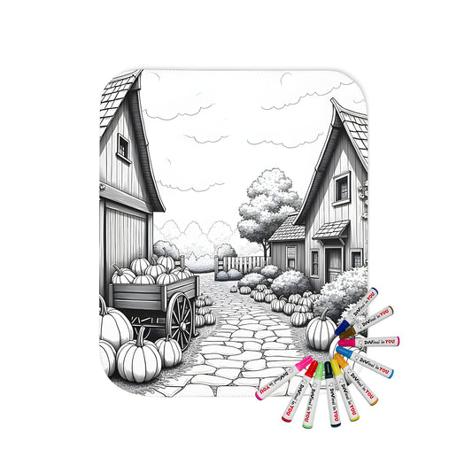 Cozy blanket with picturesque autumn scene