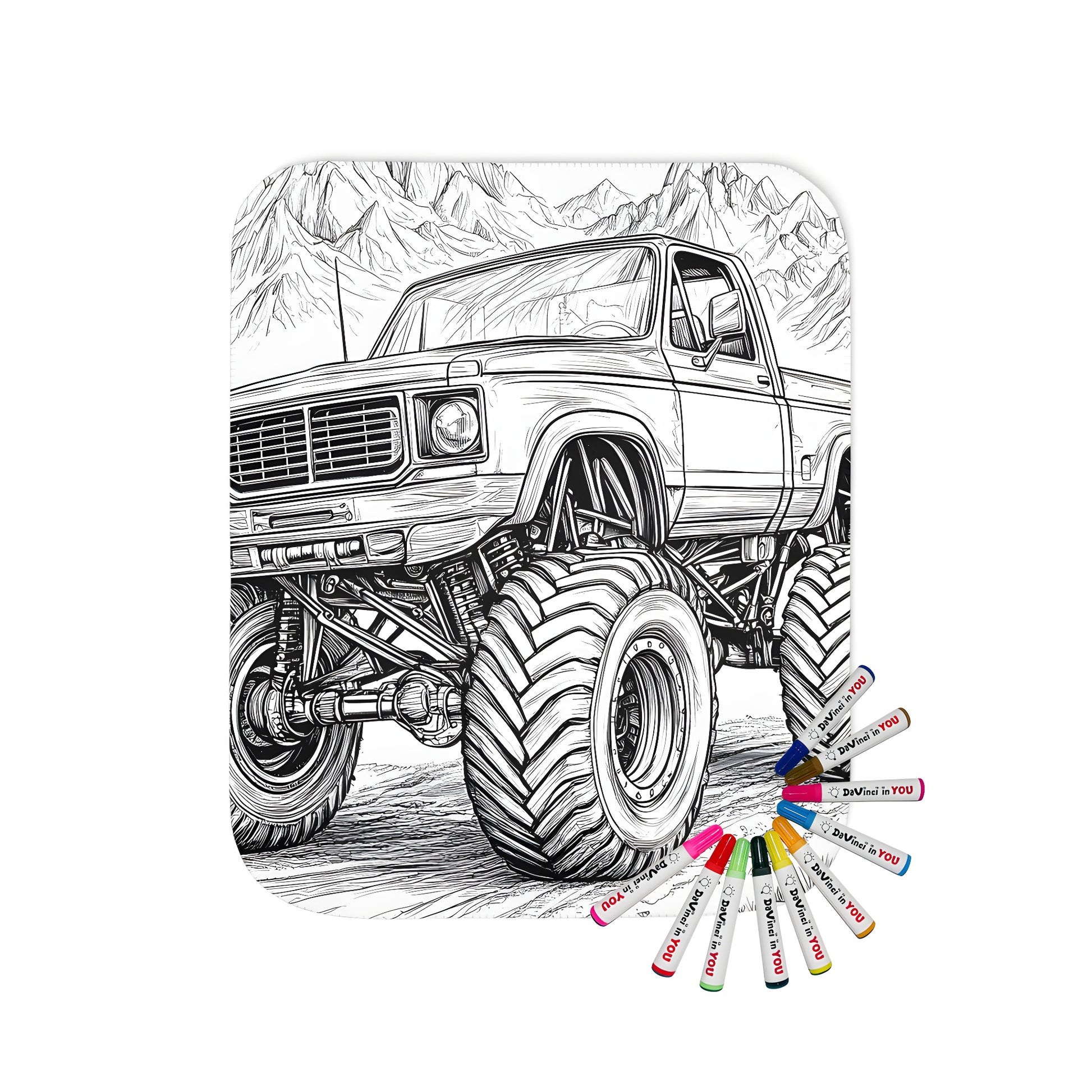 A cozy blanket featuring an exciting monster truck adventure scene