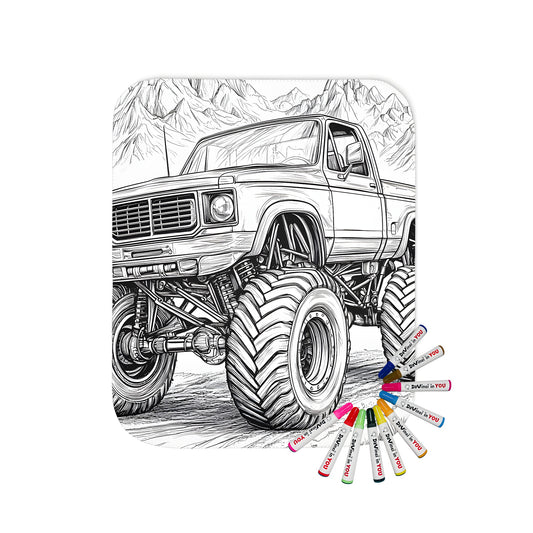 A cozy blanket featuring an exciting monster truck adventure scene