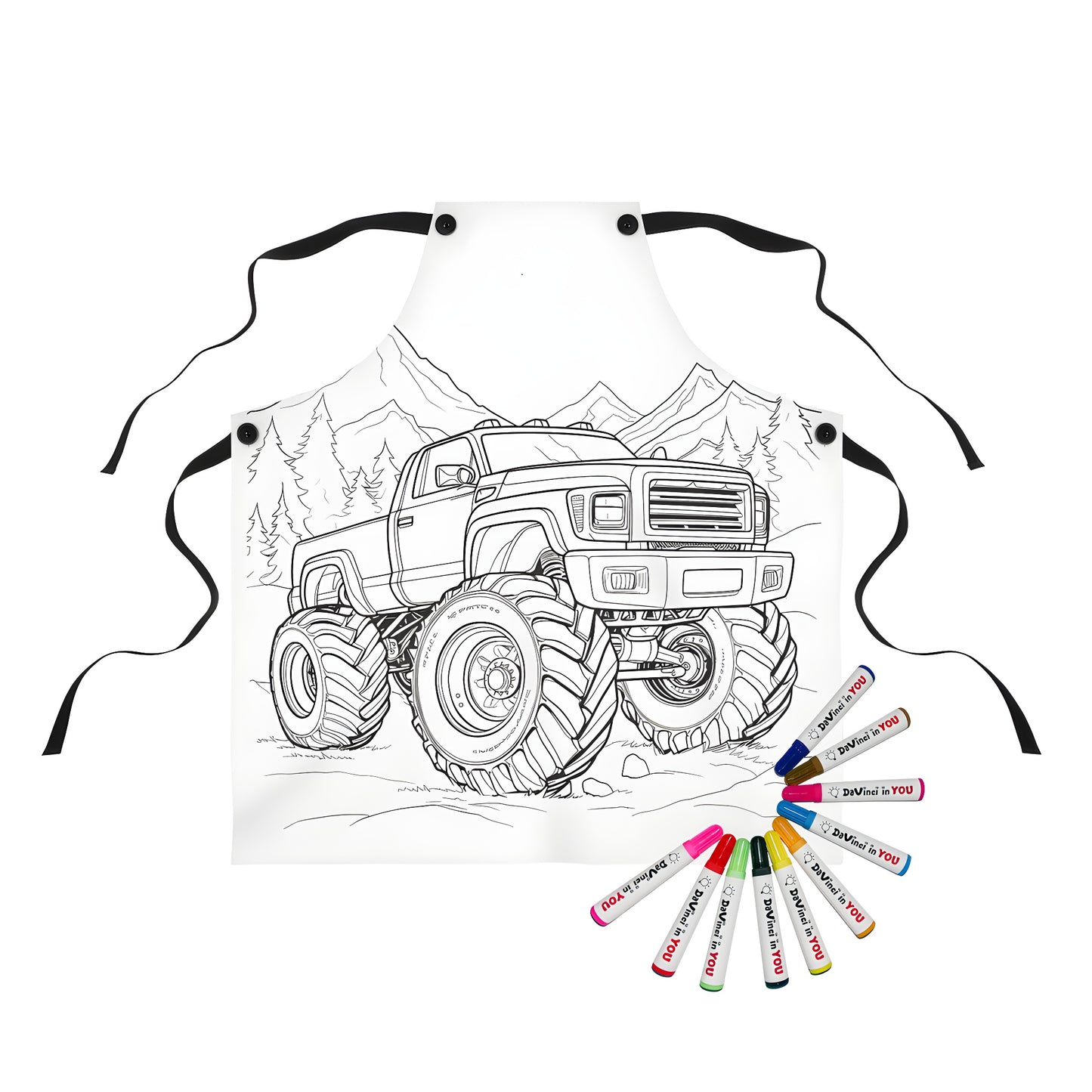 Detailed off-road truck coloring page apron