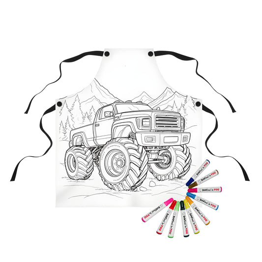 Detailed off-road truck coloring page apron
