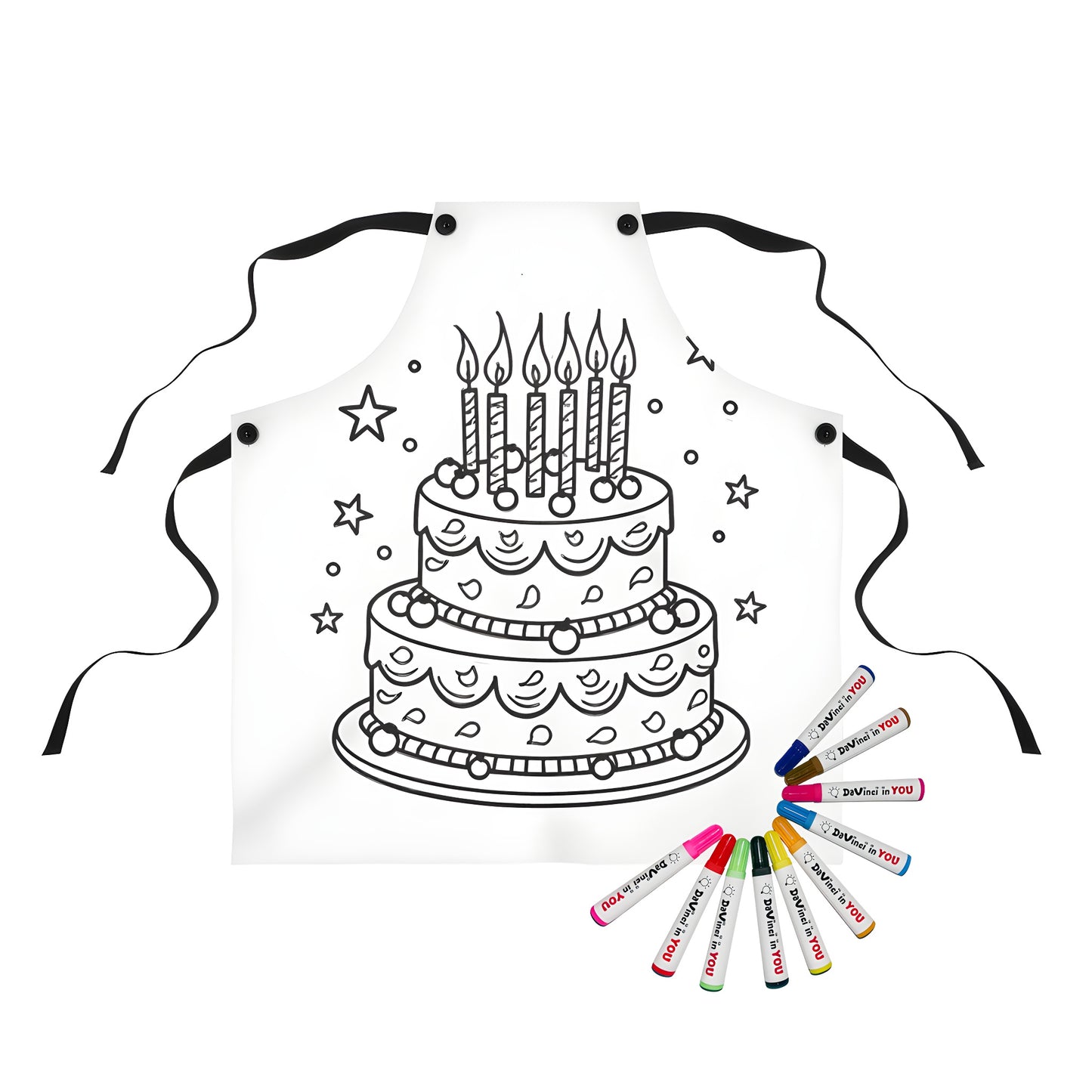 Coloring apron with birthday cake and star design