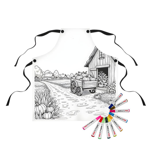 Apron featuring a colorful Pumpkin Harvest scene