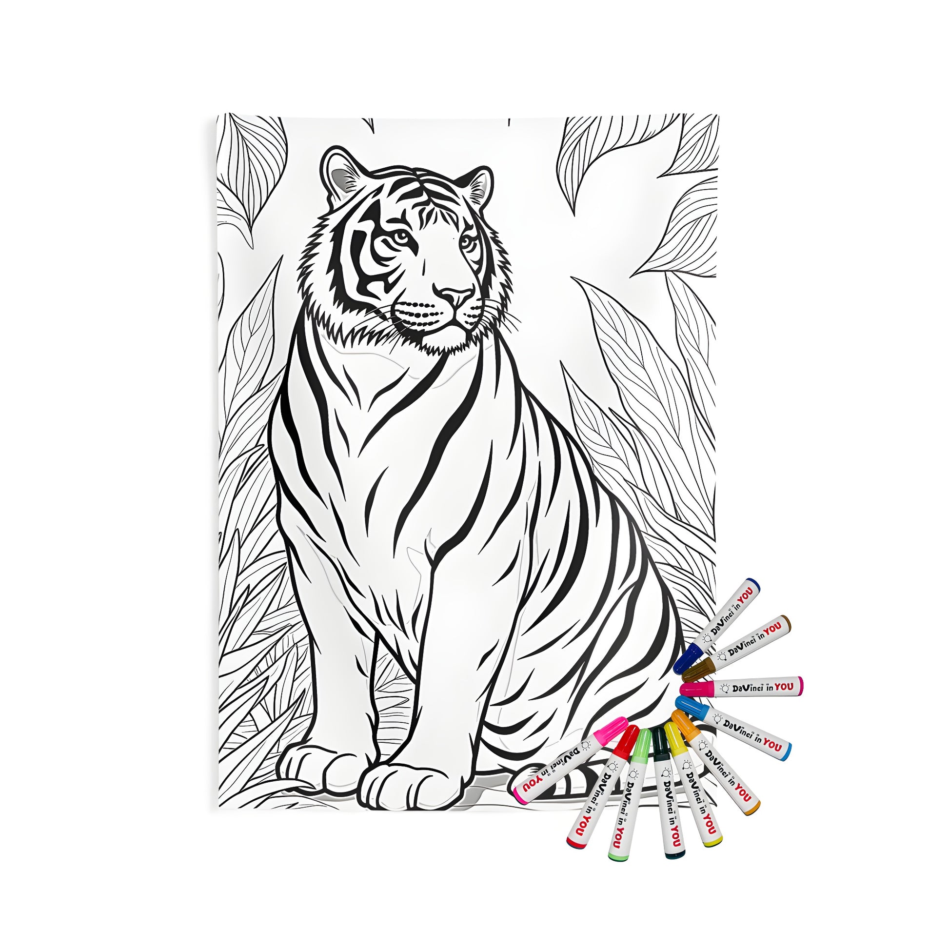 Wild Tiger Indoor Wall Tapestry, Colorful Jungle Scene Art for Home Decor