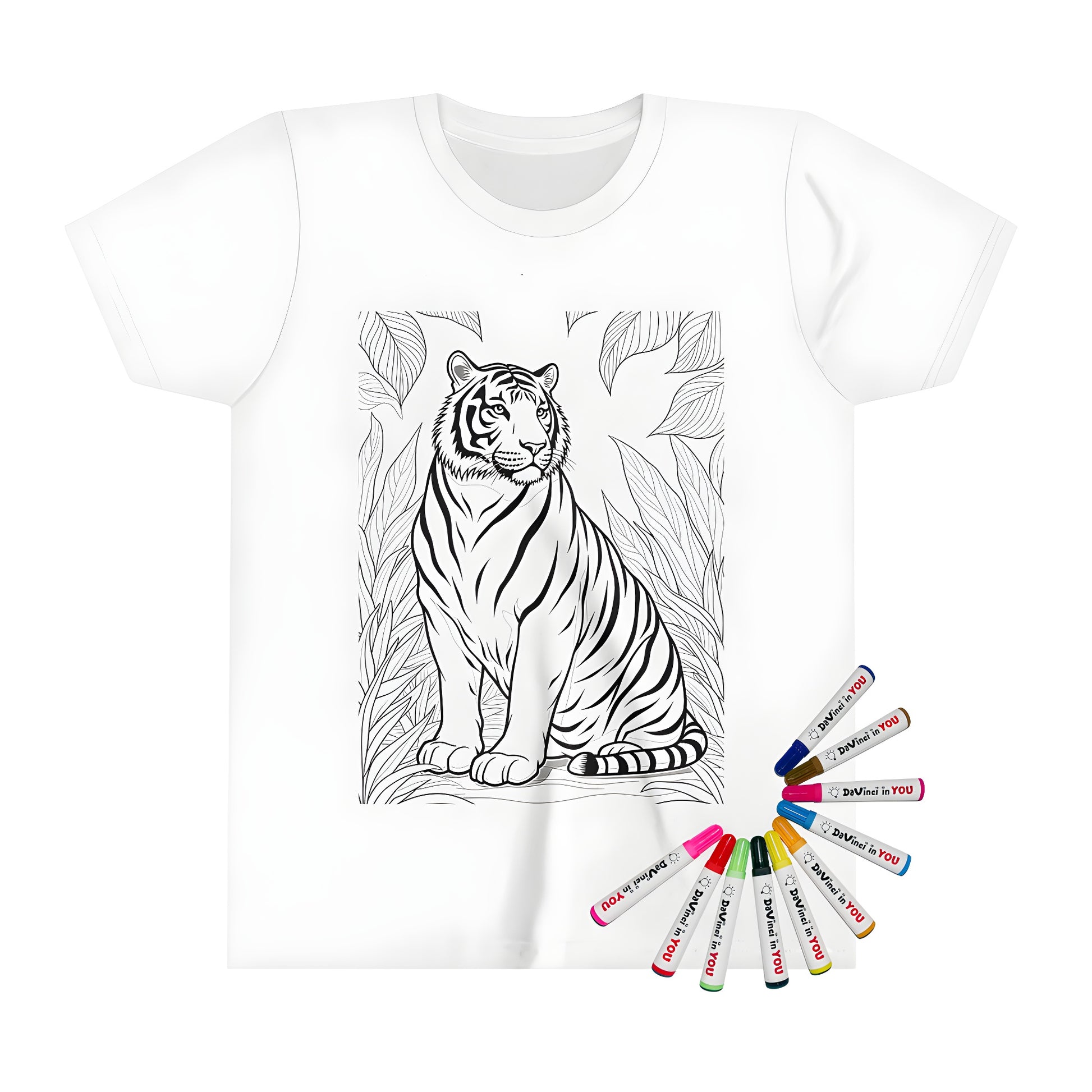 Kids t-shirt with wild animal tiger design featuring majestic big cat