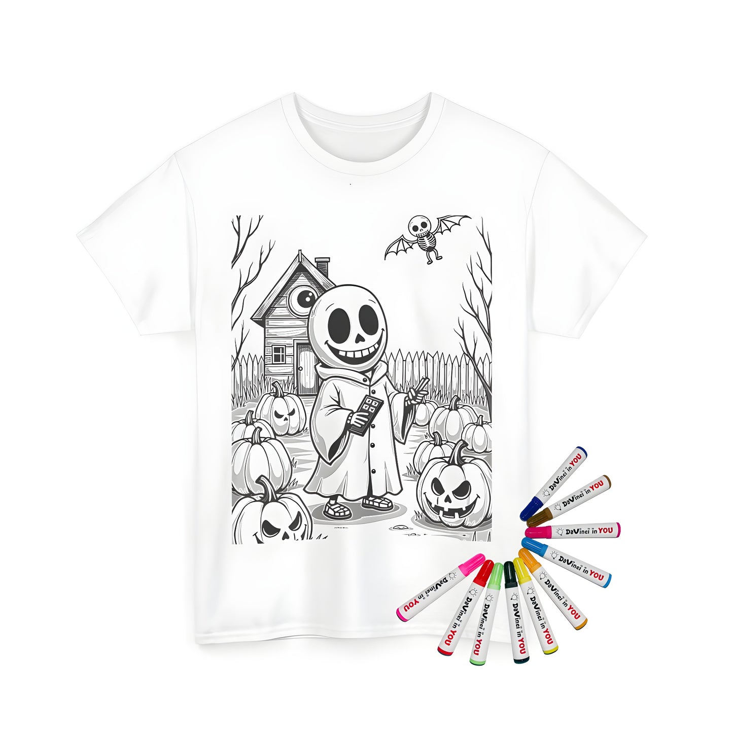 Spooky Halloween t-shirt with creepy cartoon character design