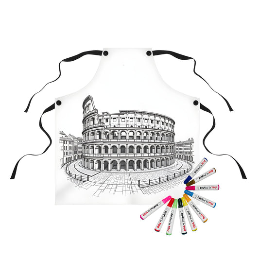 Ancient Roman architecture inspired apron for coloring