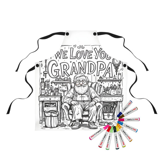 Grandfather apron, dad coloring kit, vintage workshop design