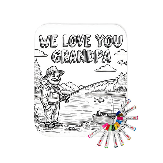 Vintage grandfather illustration on cozy throw blanket