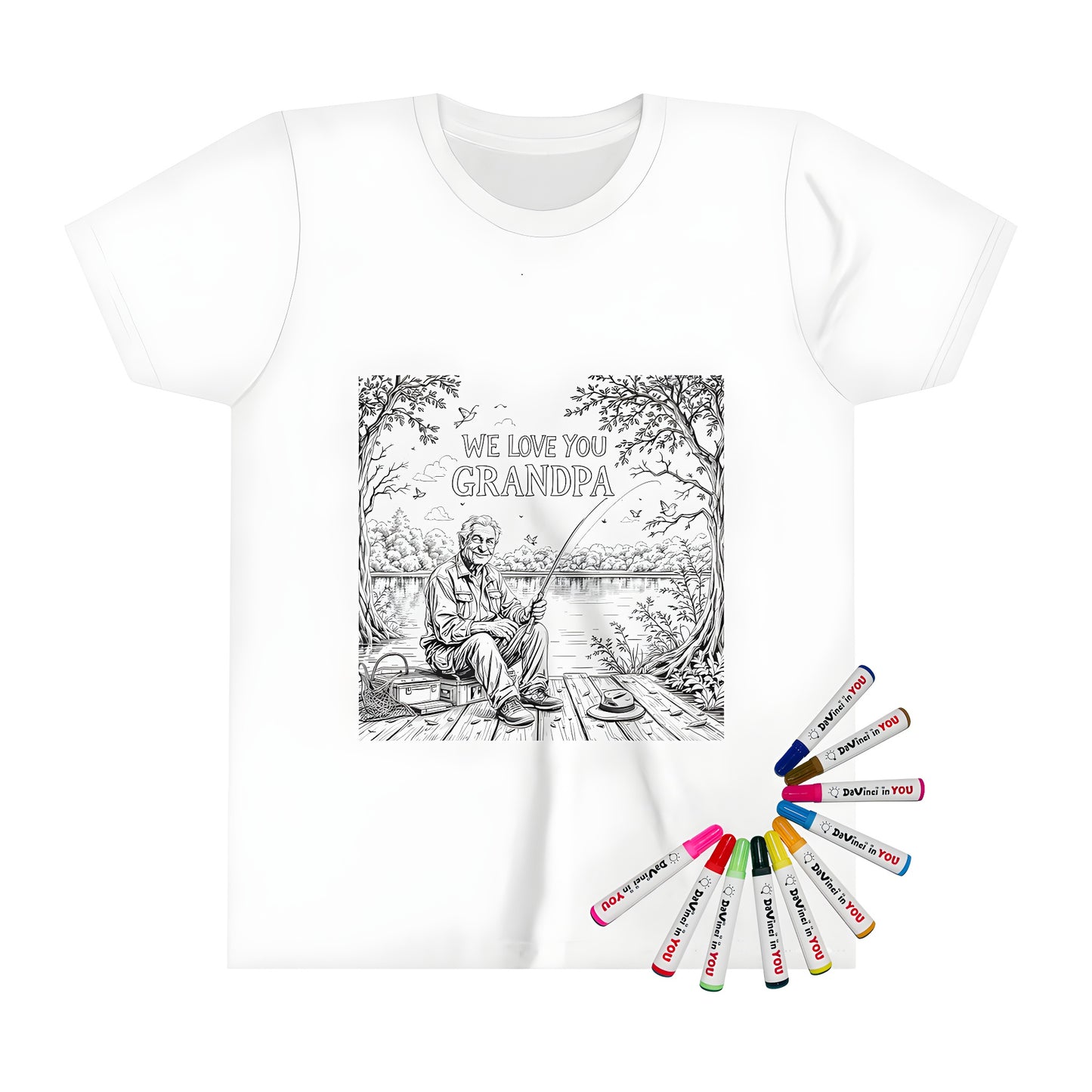 Grandpa, grandfather, elderly man t-shirt coloring kit for kids