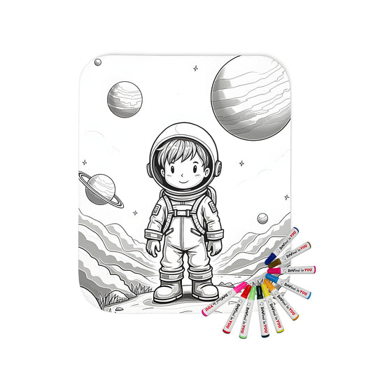 Coloring blanket of an astronaut on a space mission