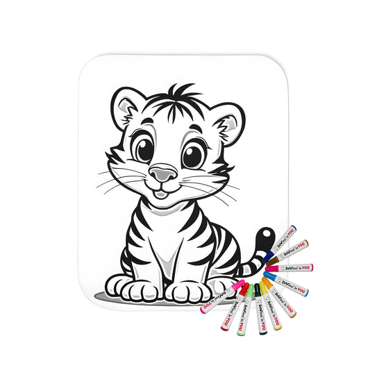 Cozy blanket with vibrant tiger design, great for adult coloring pages and relaxation