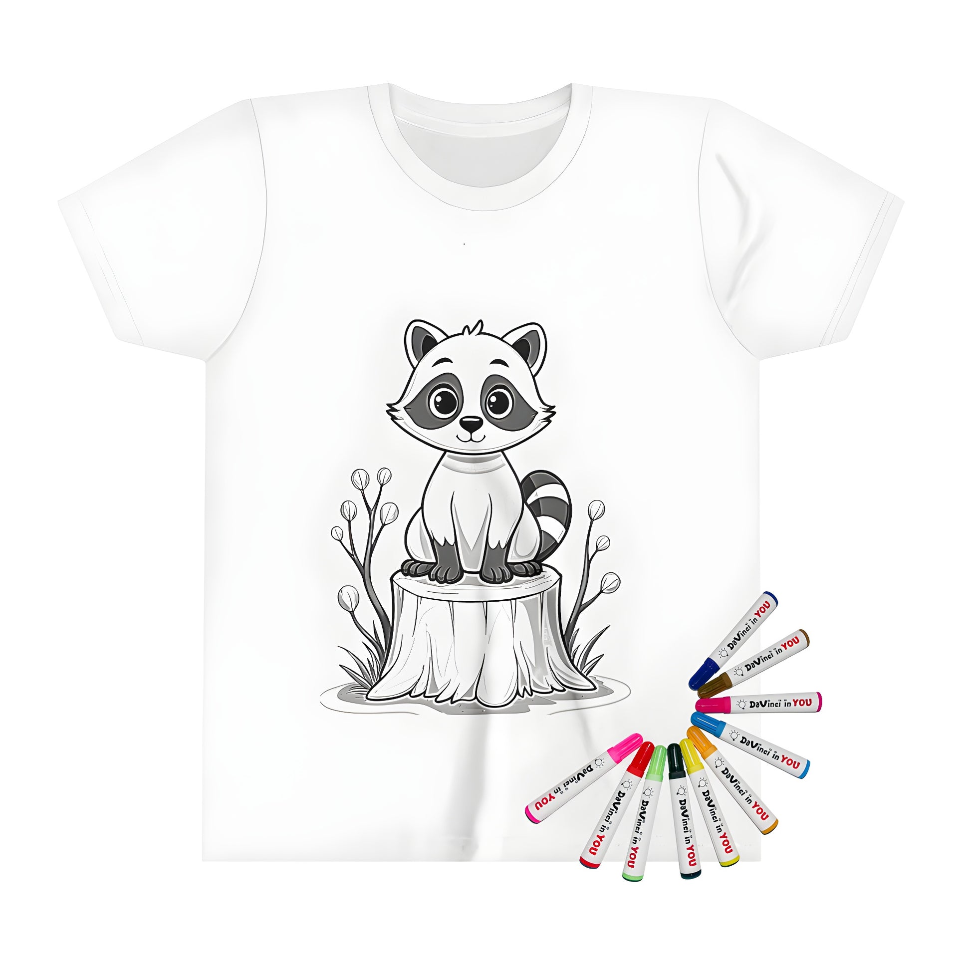 Cute cartoon raccoon design kids t shirt