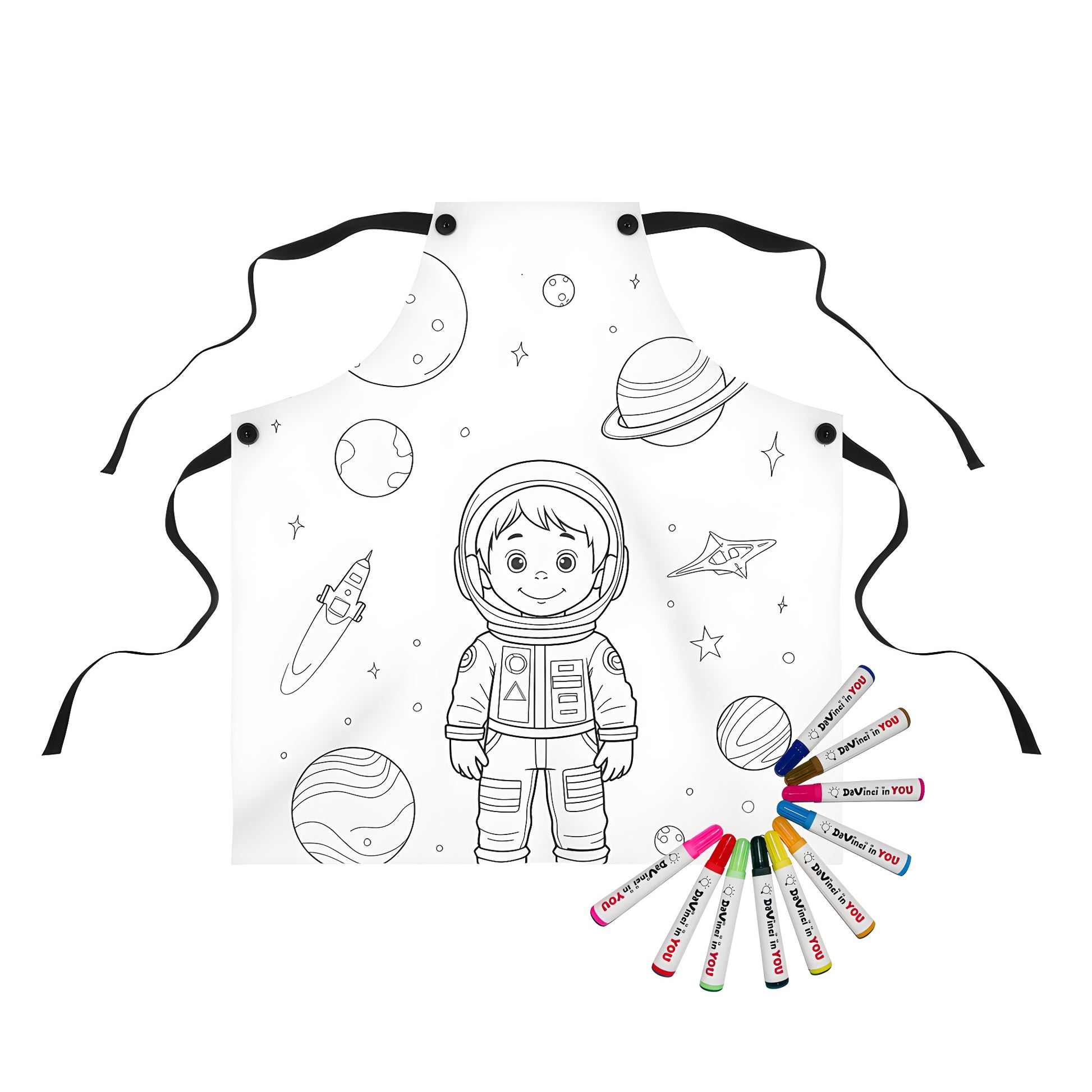 Space-themed apron for adult coloring