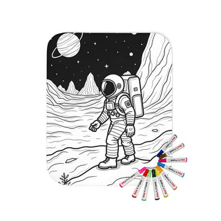 Space and astronaut coloring blanket design