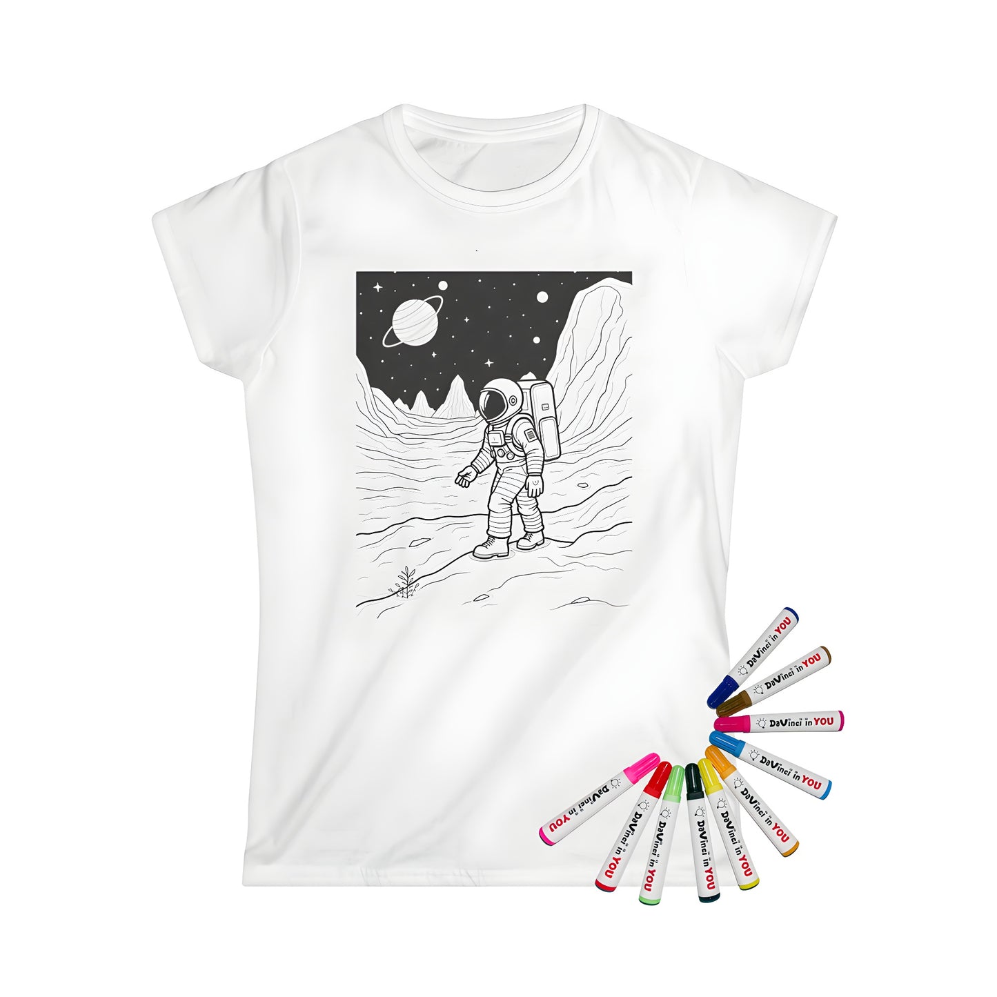 Coloring kit Women's T-shirt astronaut cosmic explorer space traveler