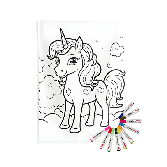 Vibrant unicorn wall tapestry for adults and kids