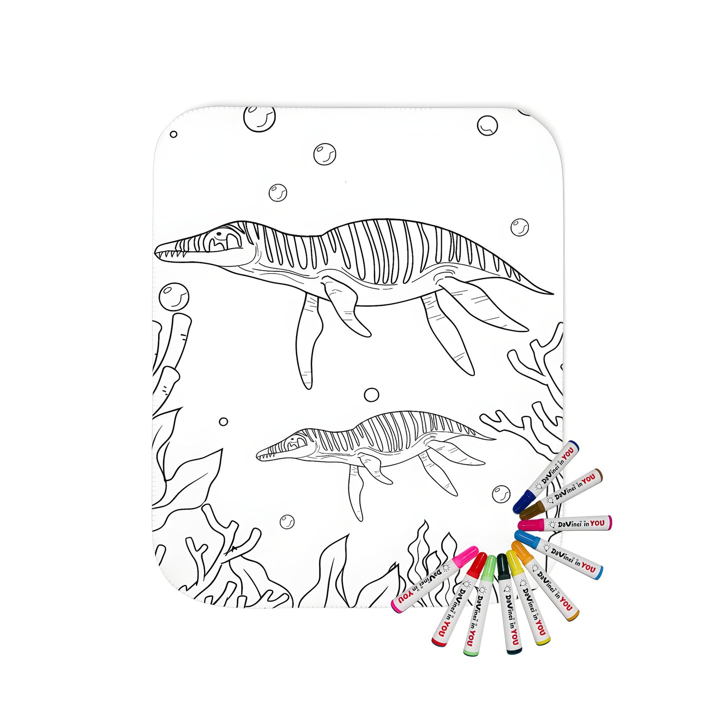 Blanket featuring a marine dinosaur coloring page design