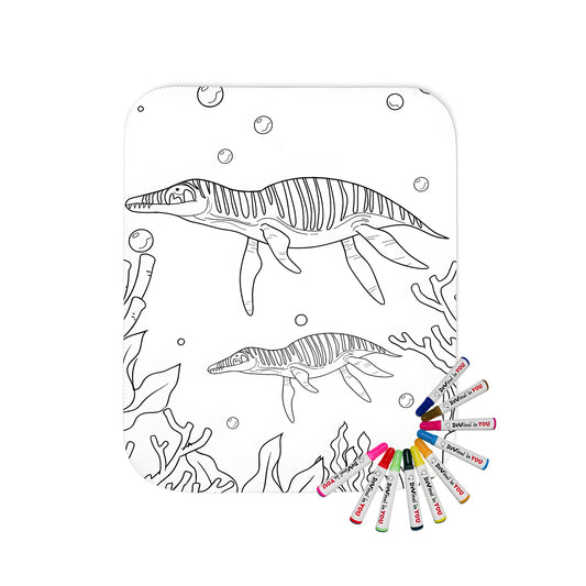 Blanket featuring a marine dinosaur coloring page design