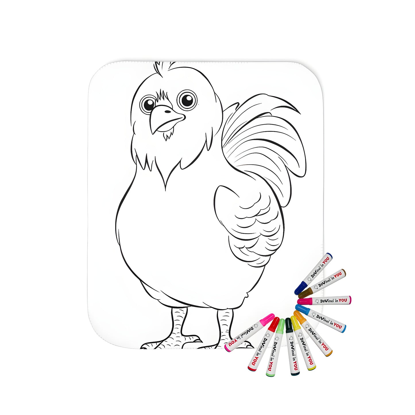 Cozy blanket featuring adorable chicken design with intricate details and cute facial expressions