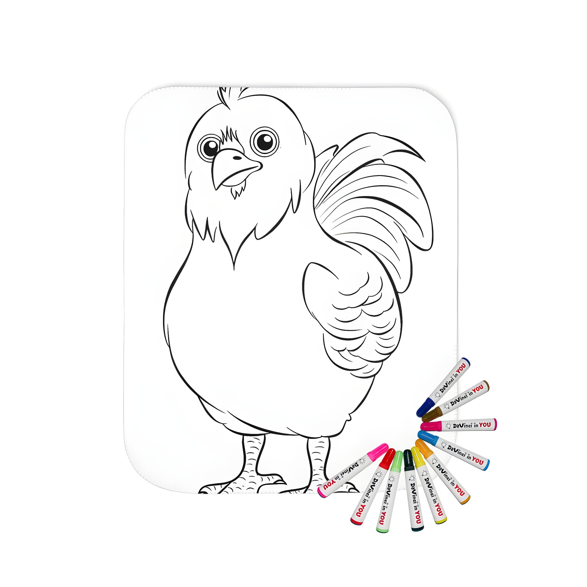 Cozy blanket featuring adorable chicken design with intricate details and cute facial expressions