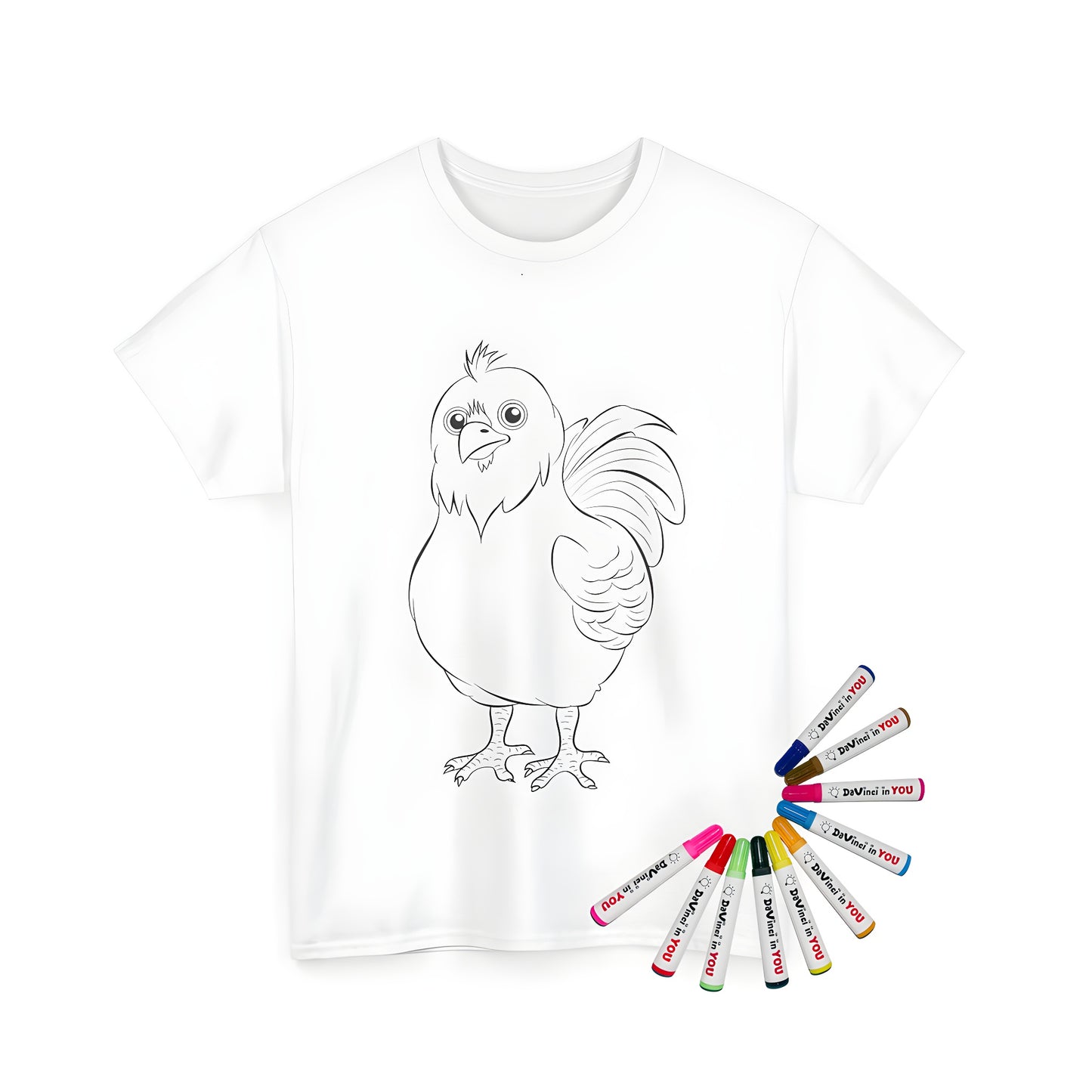 Cute chick coloring page design on unisex t-shirt