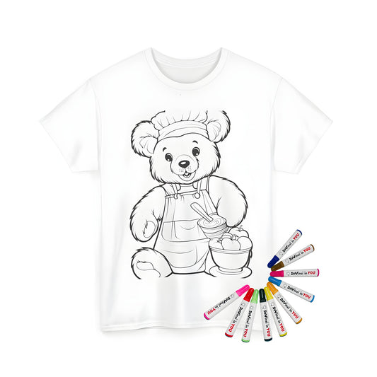 Chef bear t-shirt design, unisex chef hat and apron illustration