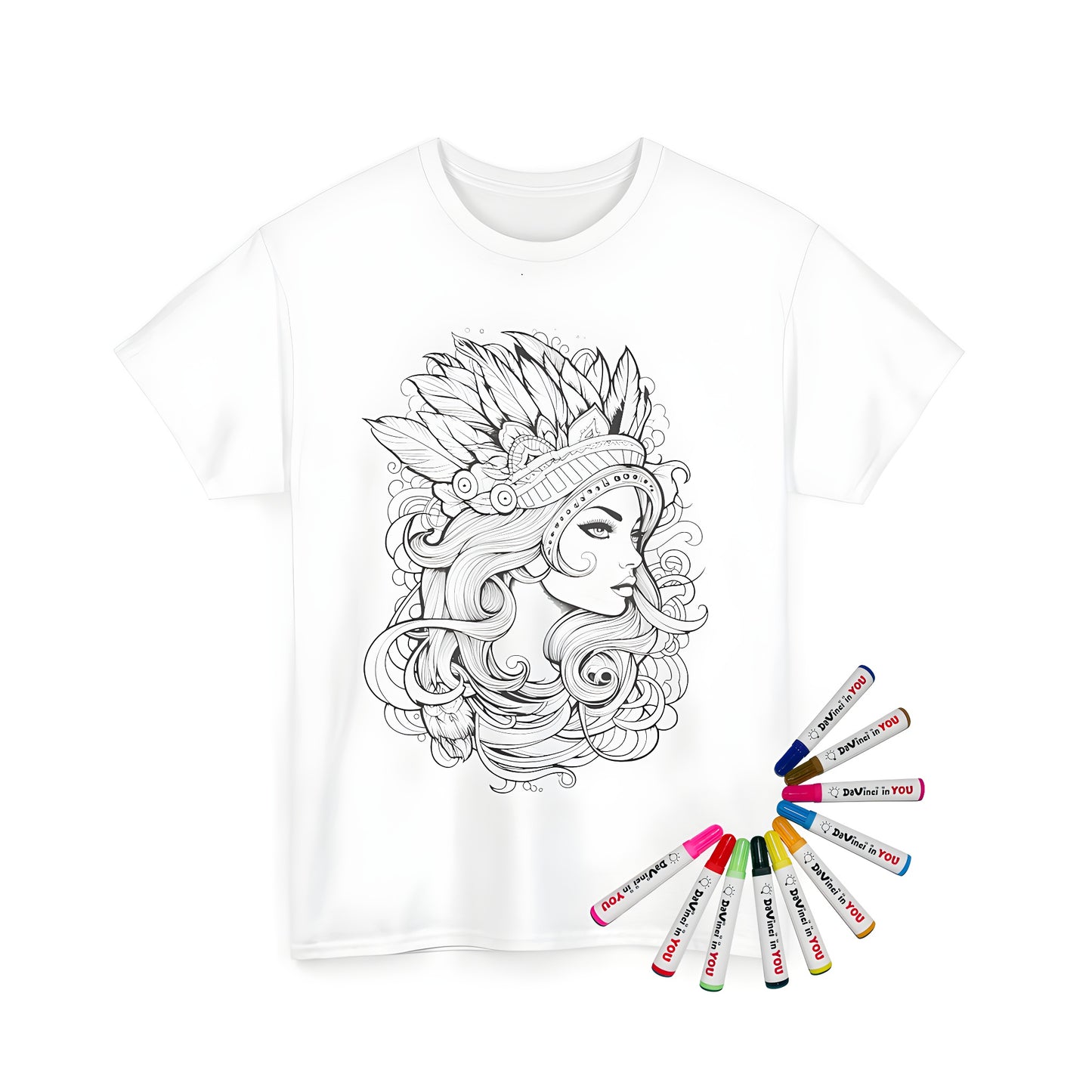 Colorful portrait design on unisex t-shirt