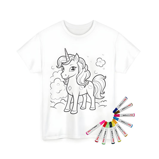 Unisex T-shirt with cute unicorn design, perfect for adults and kids alike