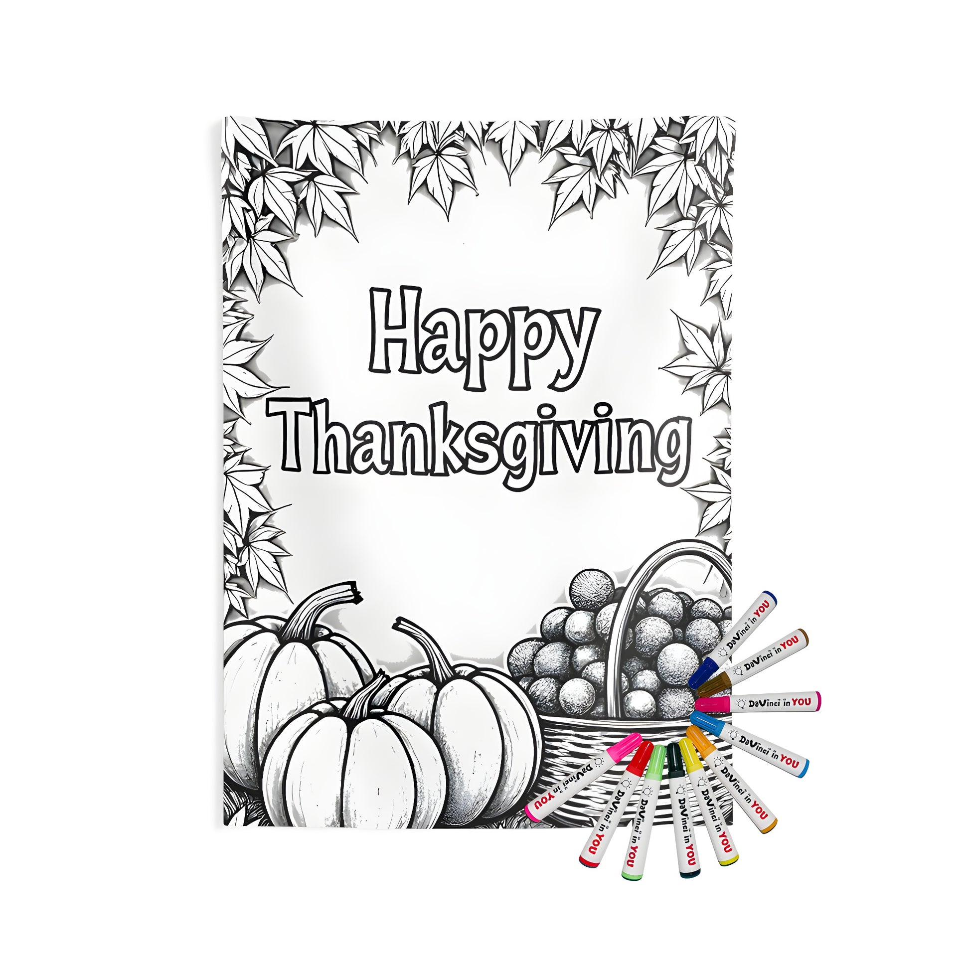 Thanksgiving decoration wall tapestry with pumpkin and fruit design, perfect for fall home decor