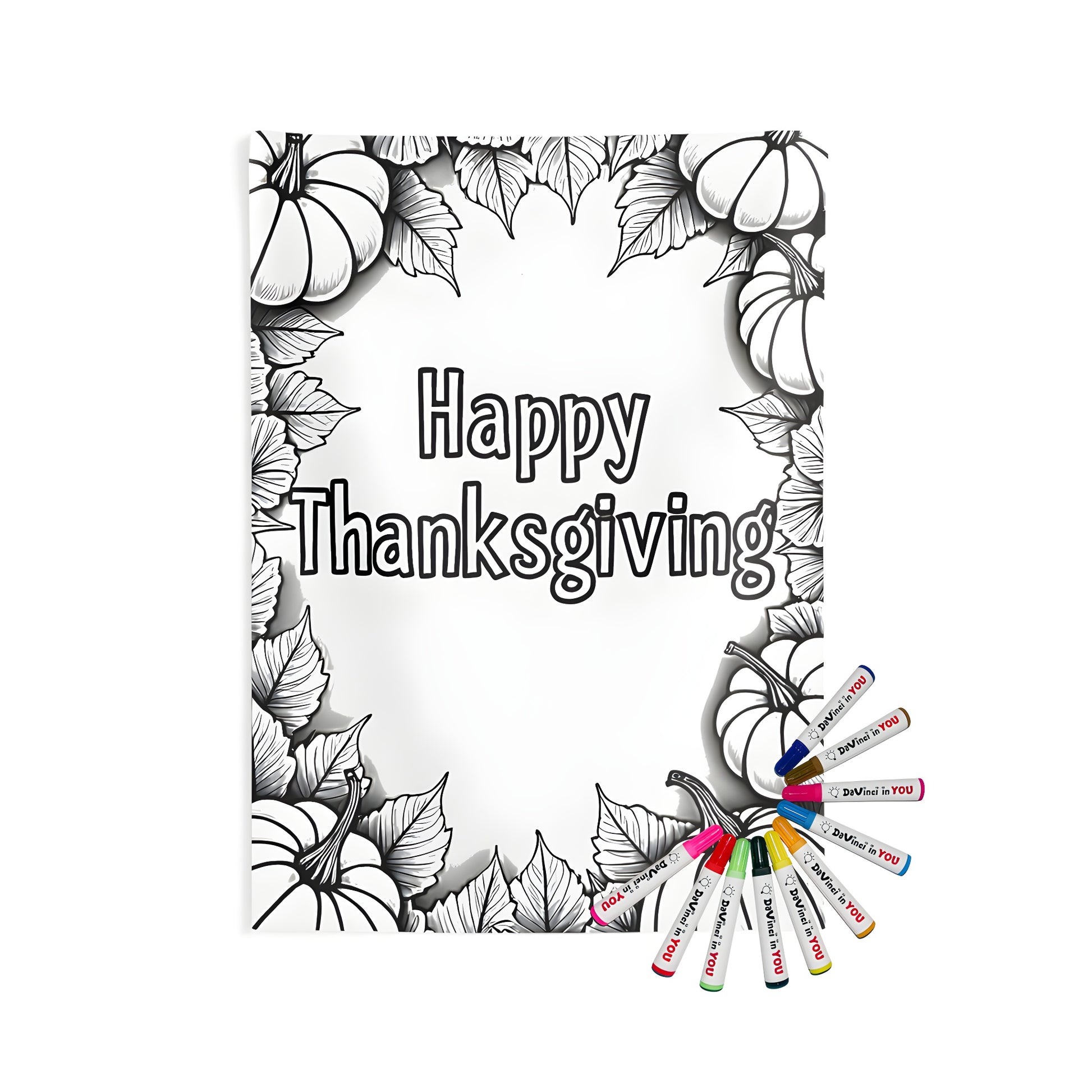 Autumn Wall Tapestry with Happy Thanksgiving Greeting