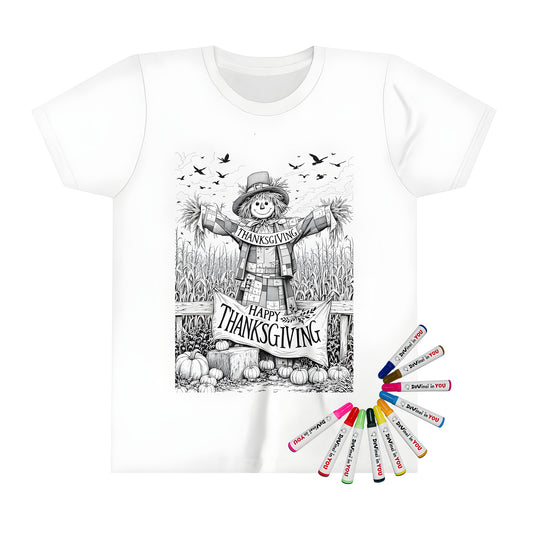 Kid's t-shirt featuring a charming farm character, kids autumn-themed apparel