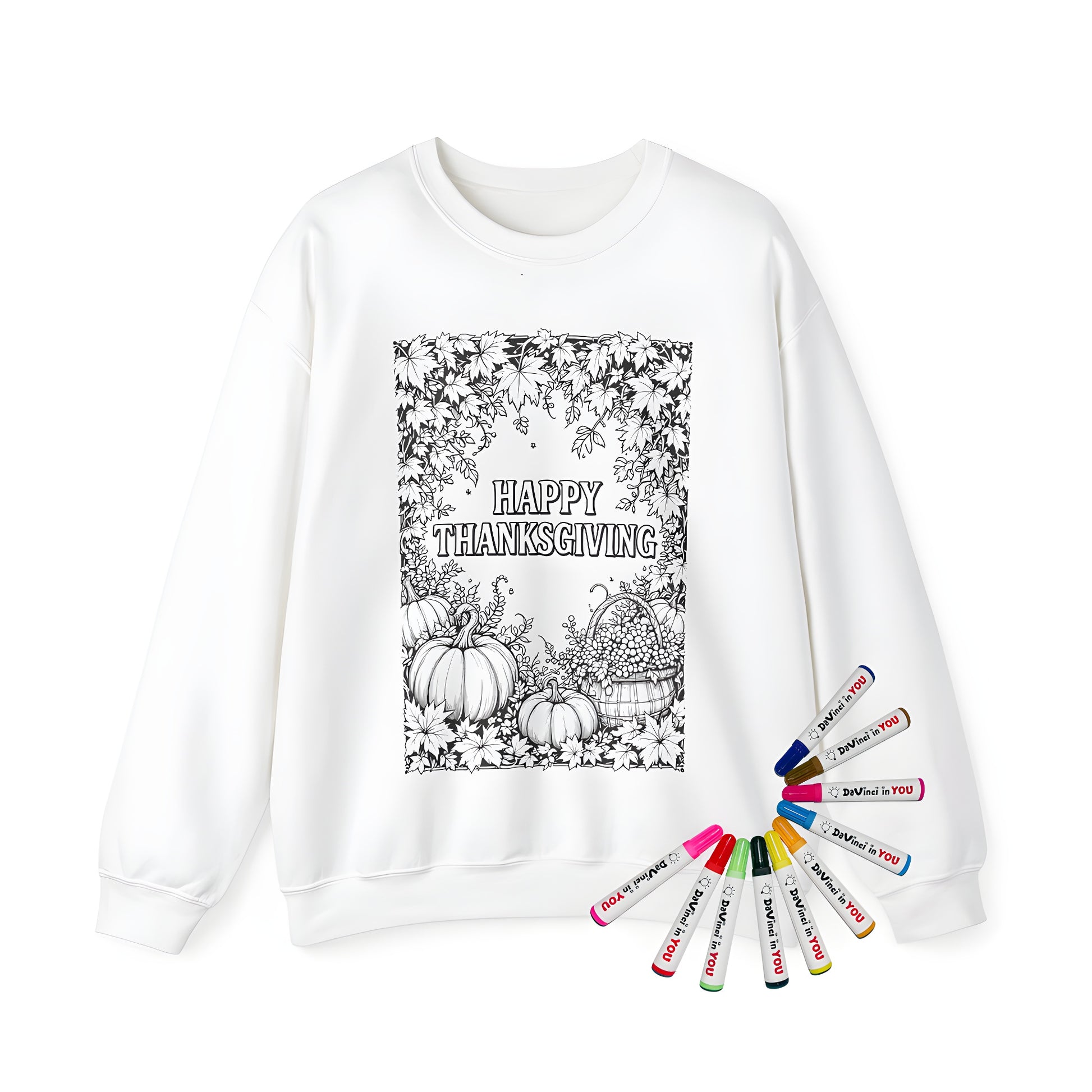 Adult sweatshirts with seasonal gourds and autumnal patterns