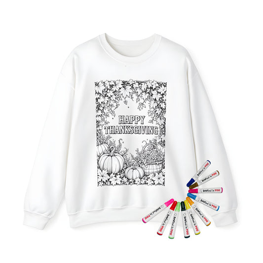 Adult sweatshirts with seasonal gourds and autumnal patterns