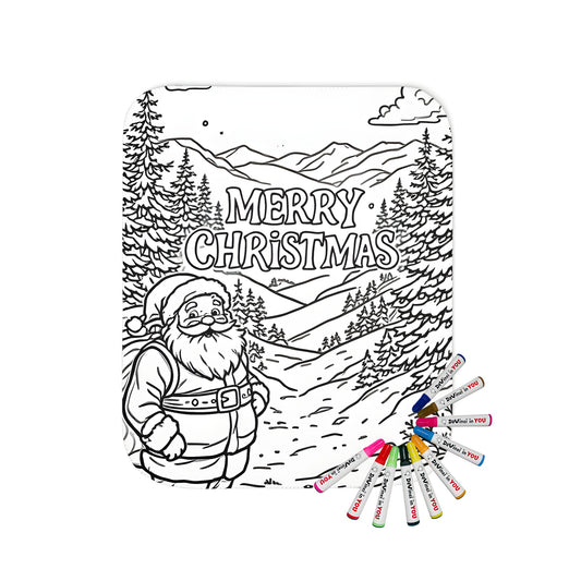 Cozy blanket featuring a festive Santa Claus design, perfect for Christmas decor