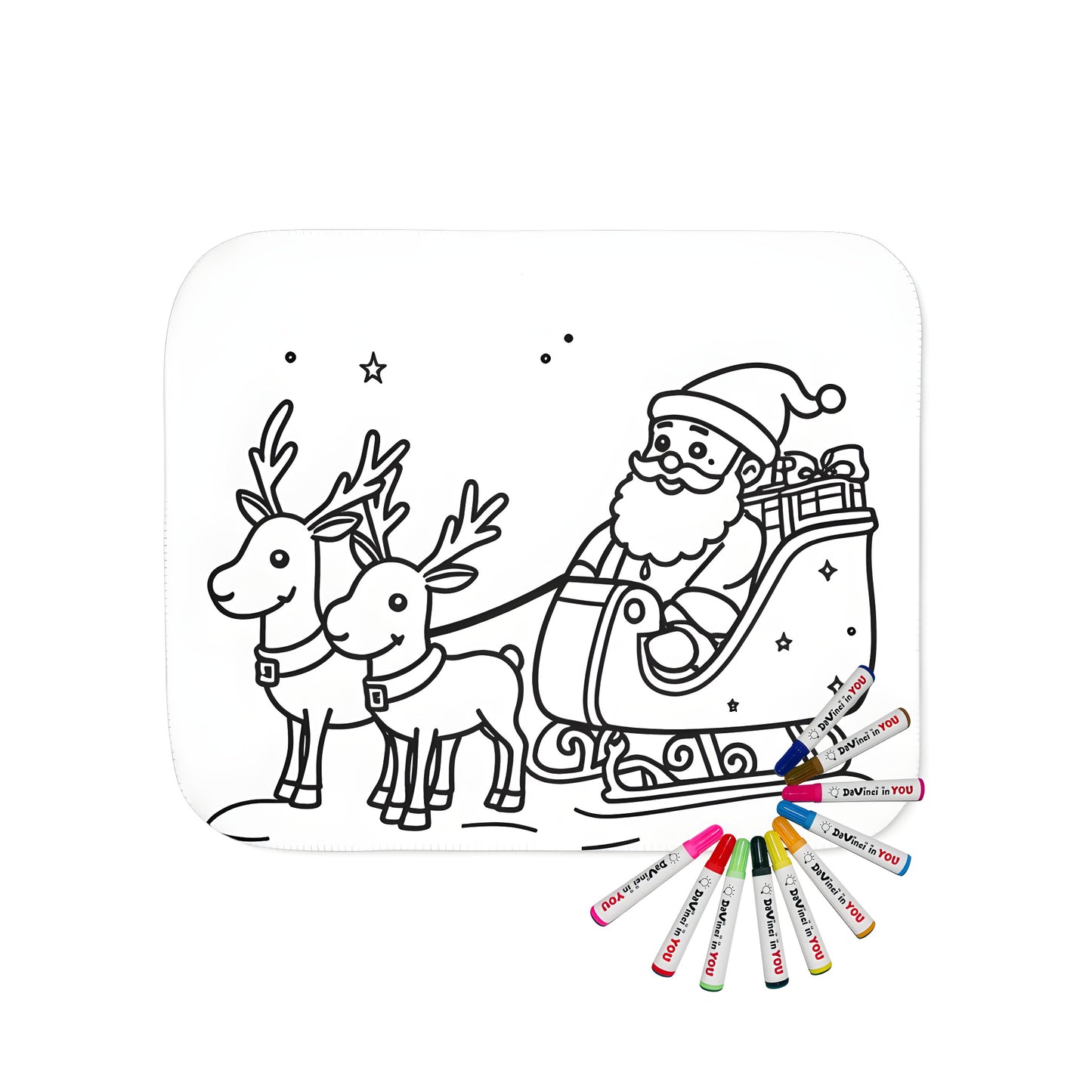 Christmas blanket with festive Santa Claus and reindeer design, perfect for holiday decoration