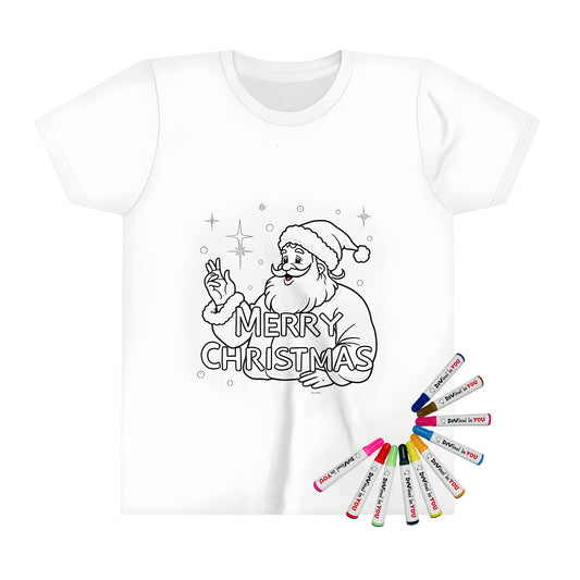 Coloring Kit for Kids - T-Shirt with illustration of jolly Saint Nicholas, Father Christmas or Kris Kringle